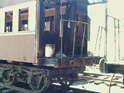 Fire damaged end platform car